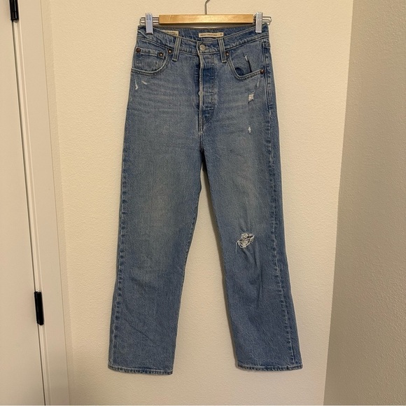 Levi’s Ribcage Straight Ankle Jeans Size 25 Women’s Light Wash High Rise Cotton - Picture 2 of 11